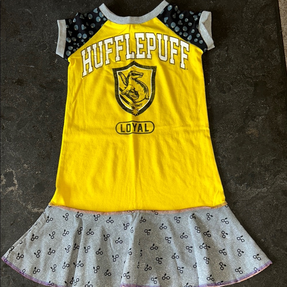 Hufflepuff Kids Yellow and Gray Dress